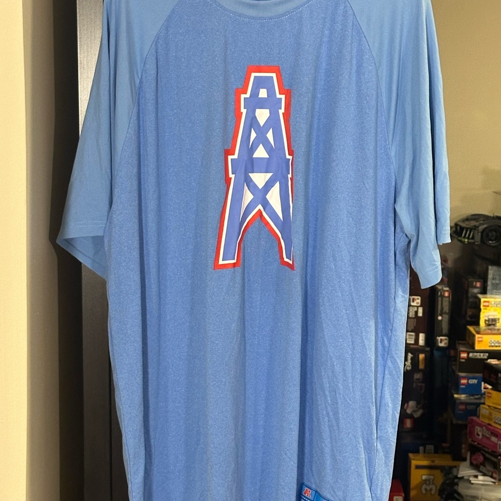 NFL Team Apparel Houston Oilers Blue Raglan Tri-Blend T-Shirt XL